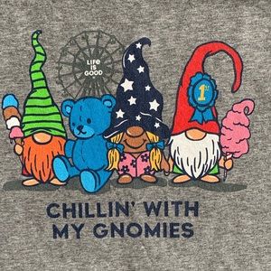 Life is Good Chillin' with my Gnomies ~ Crusher Lite ~ Size L ~ Gray